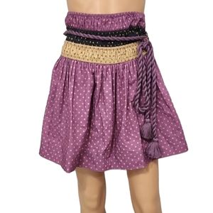 Letmebe Women's cotton skirt Fit and flare polka dot purple tan black Size Small